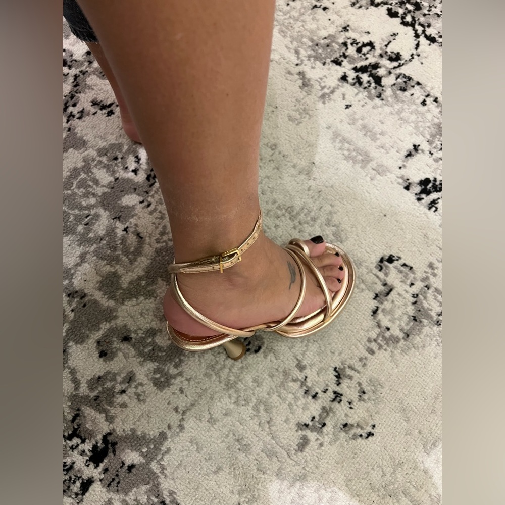 SCHUTZ Metallic Gold Strappy Sandals - Picture 6 of 15